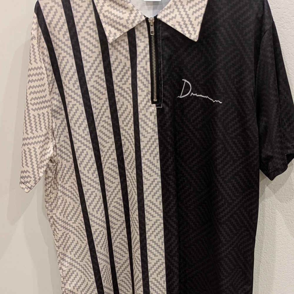 Black and Cream Patterned Men's Shirt